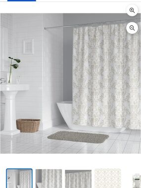 Mainstays Cream and Beige Damask Shower Curtain